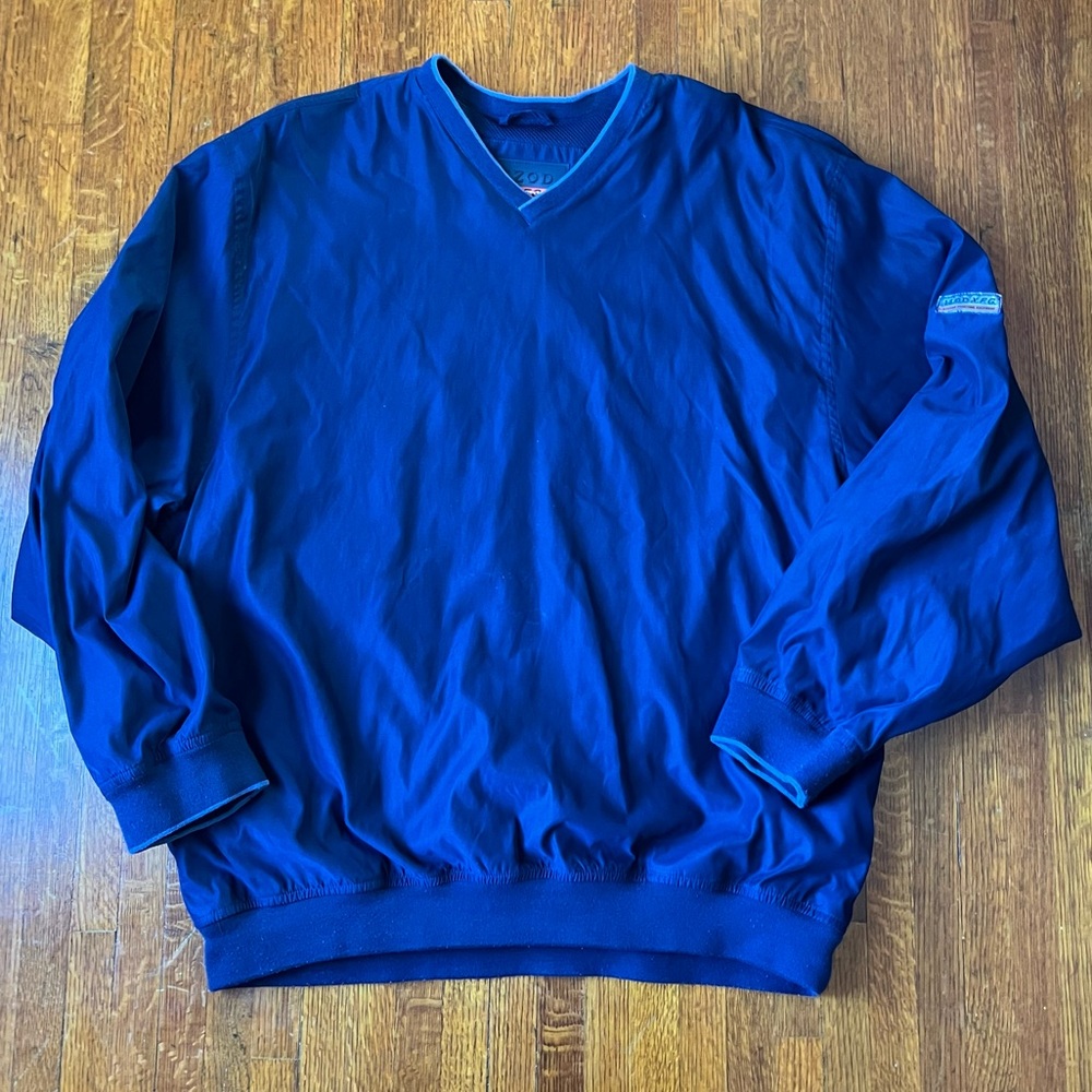 Izod Blue Mesh Lined Golf V-Neck Pullover Windbreaker XL